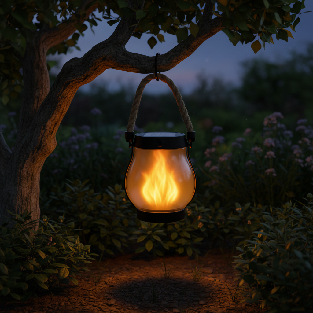 Solar Lantern With Flame Effect For Outdoor Garden Lighting | Temsk
