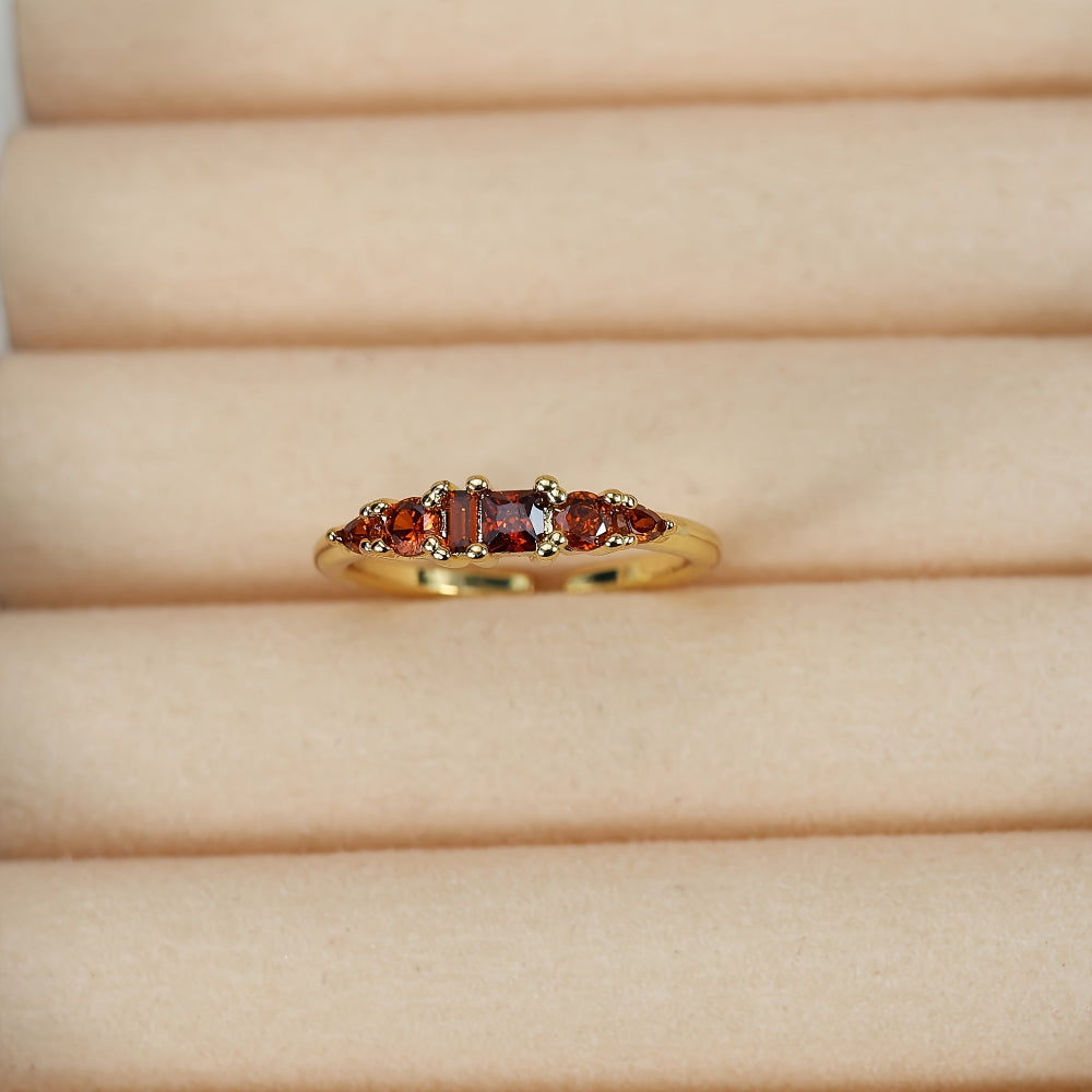 Mothers Day Stackable Gold Rings With Rhinestones In Boho Style | Temsk