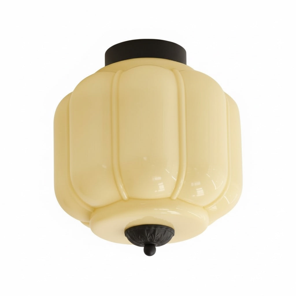 Milk Glass Ceiling Light With Glass Shade, Modern Flush Mount, Scandinavian Style | Temsk
