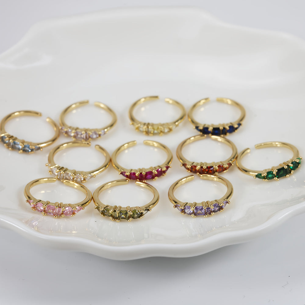 Mothers Day Stackable Gold Rings With Rhinestones In Boho Style | Temsk