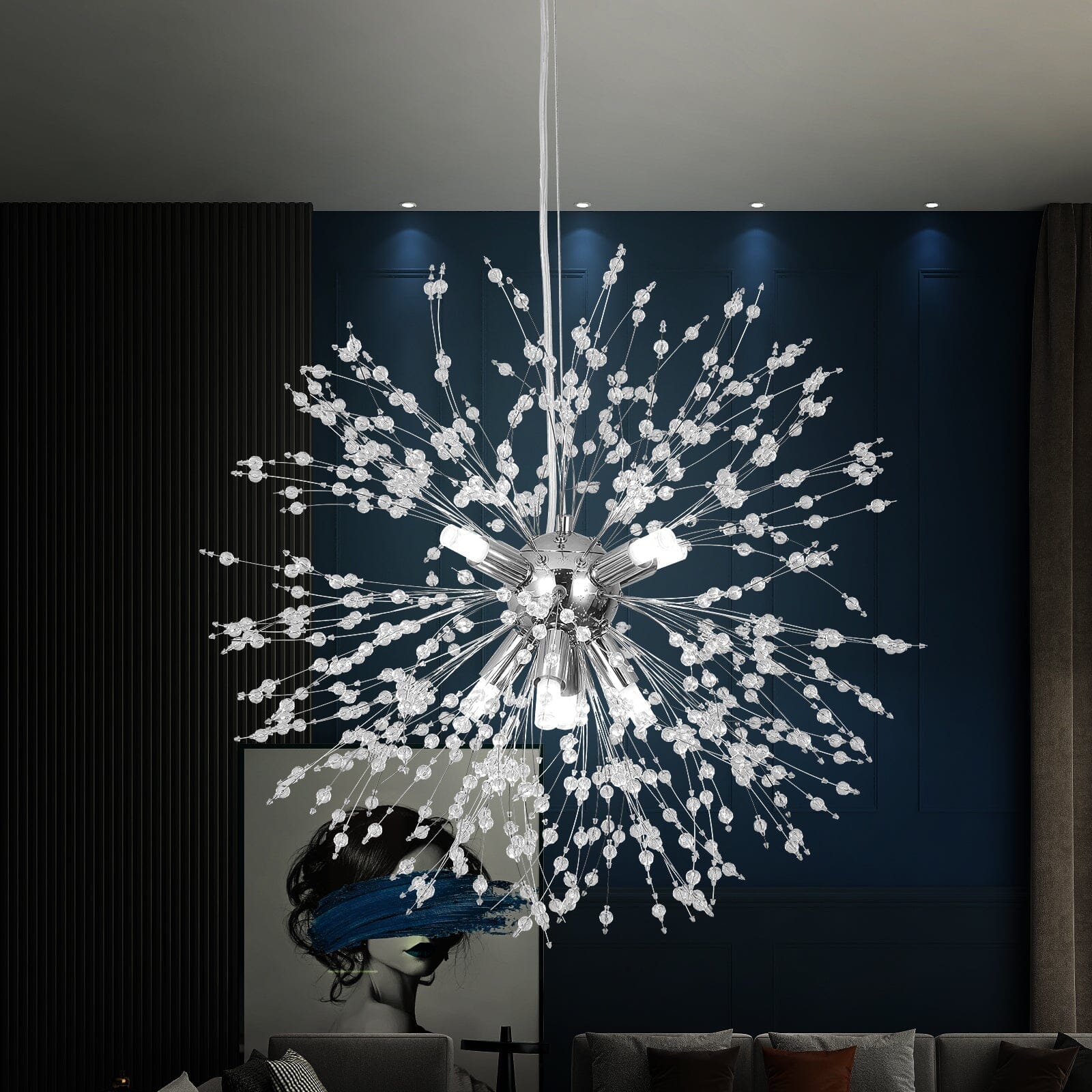 Dandelion Inspired Modern Pendant Light In Iron And Acrylic | Temsk