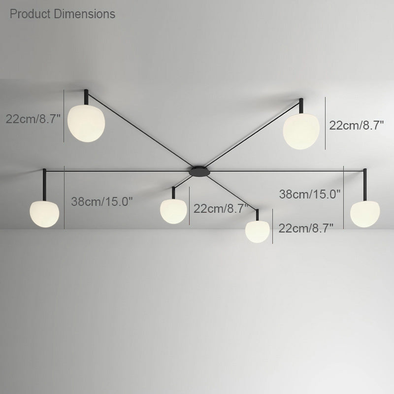 Adjustable Glass Globe Ceiling Lamp With White Metal Frame for Modern Living Room | Temsk