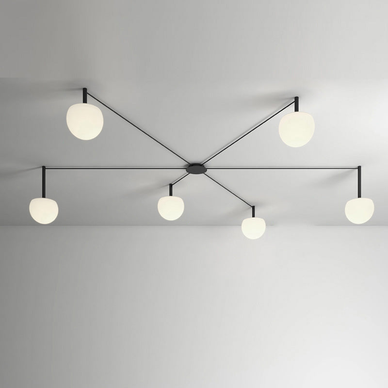 Adjustable Glass Globe Ceiling Lamp With White Metal Frame for Modern Living Room | Temsk