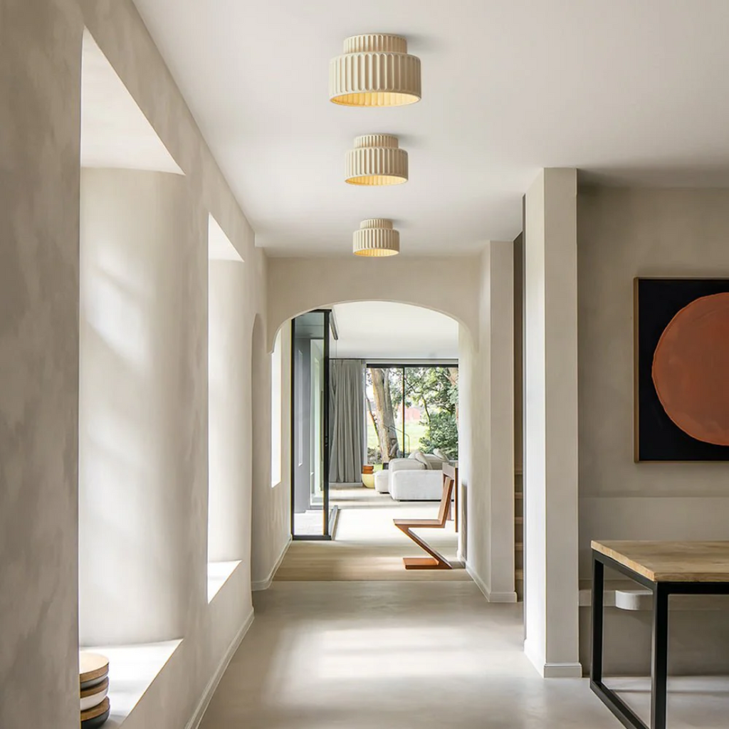 Vesper Ribbed Vintage Semi Flush Ceiling Light For Low Ceilings | Temsk