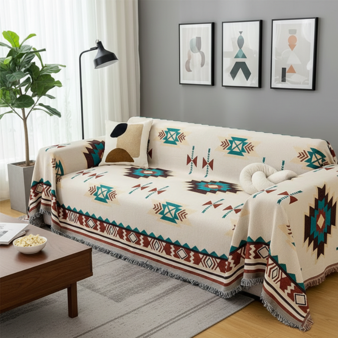 Boho Woven Couch Cover For Sofas And Living Room Decor | Temsk
