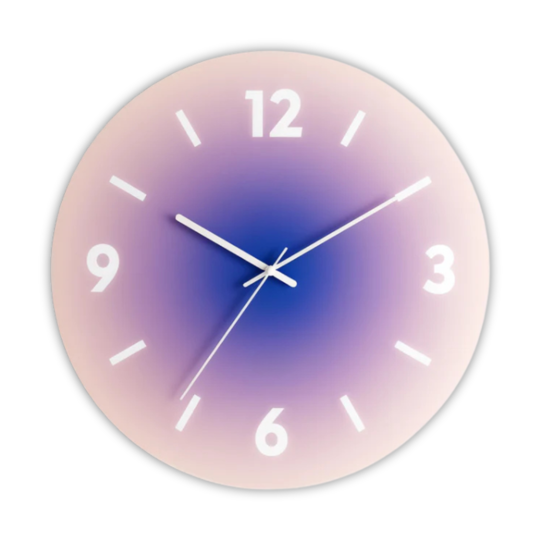Sunset Glas Wanduhr mit Farbverlauf-Finish | Temsk