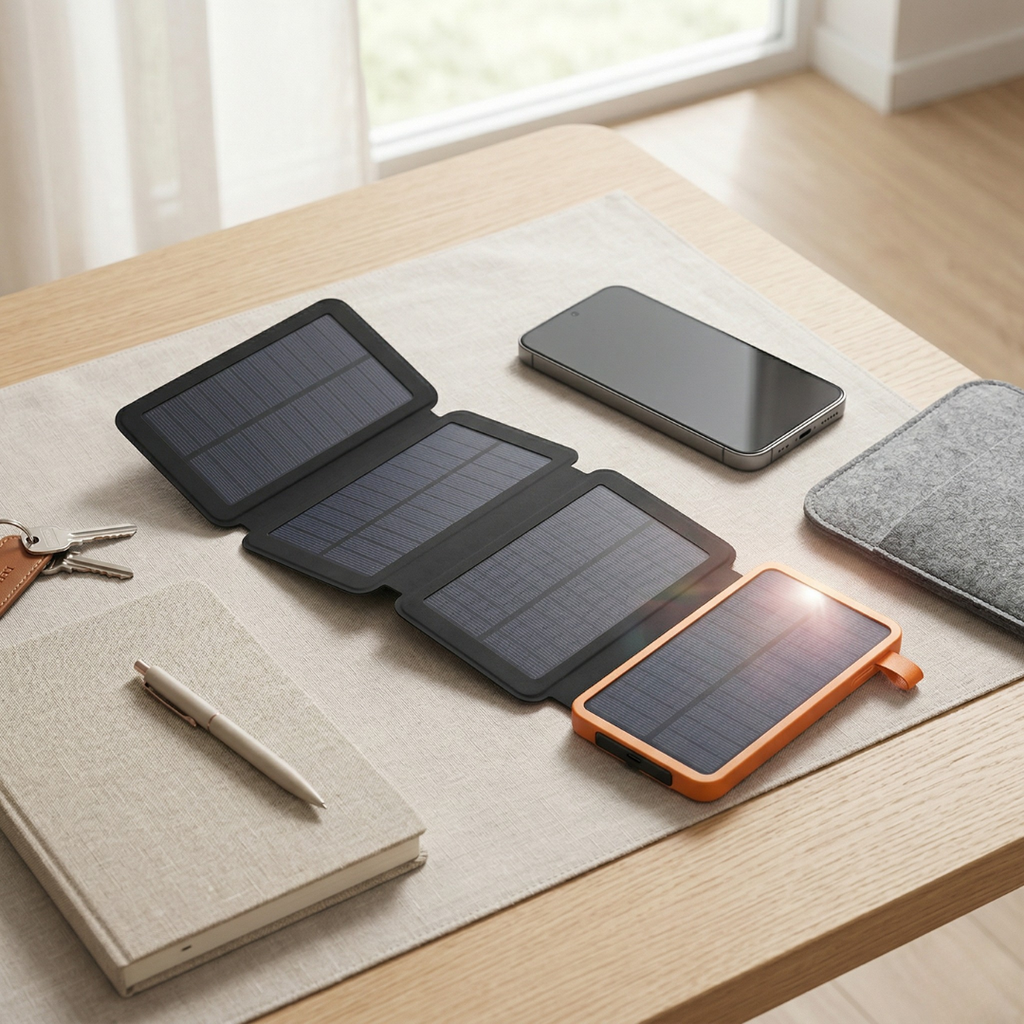 Solcelledrevet powerbank med lommelygte til udendørs eventyr | Temsk