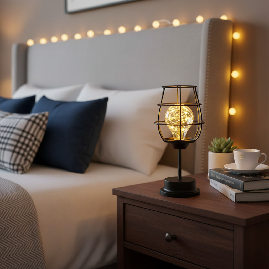 Industrial Cage Table Lamp For Indoor Living Rooms | Temsk