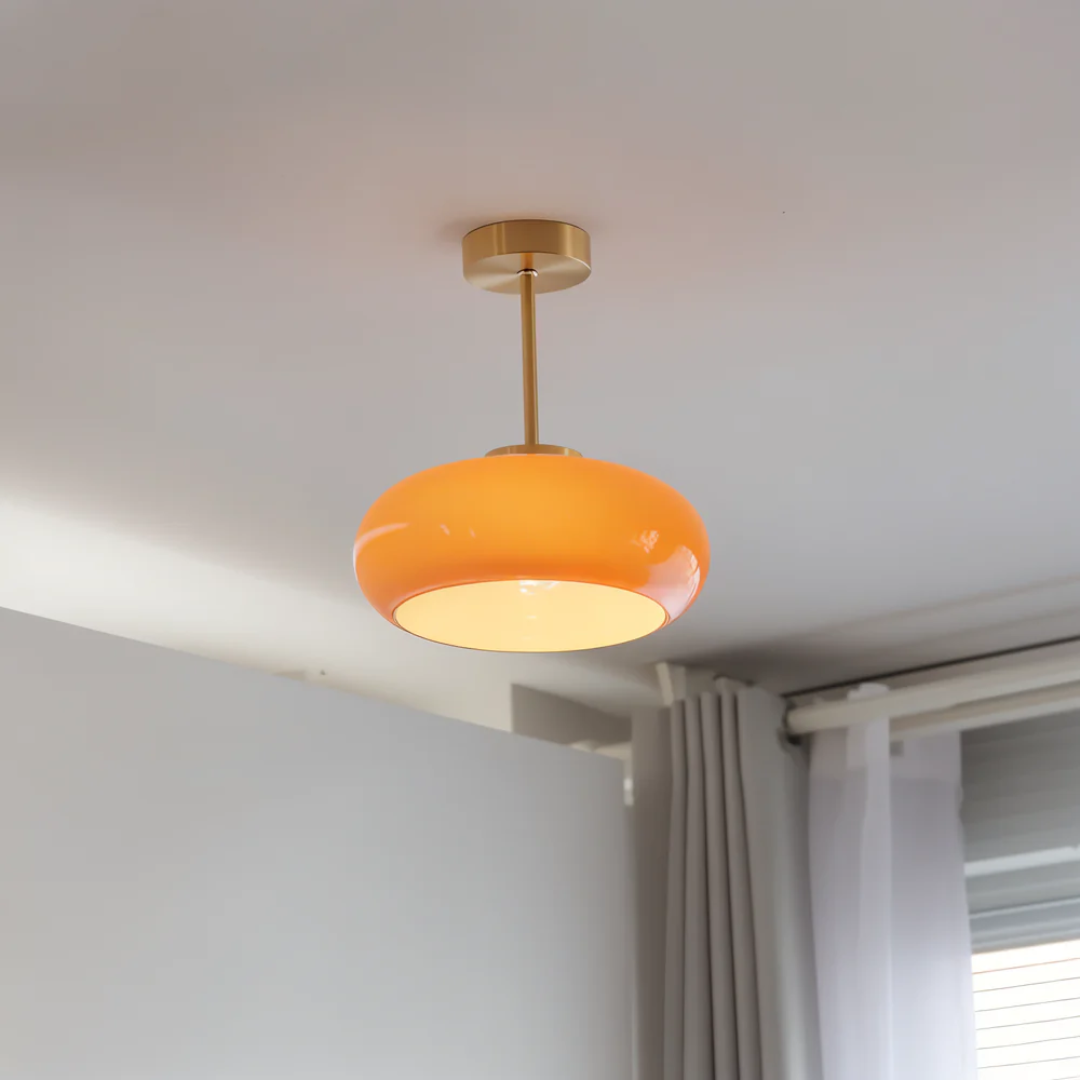 Candeeiro de Teto em Vidro Vintage Redondo, LED 12W para Interiores Modernos e Minimalistas | Temsk