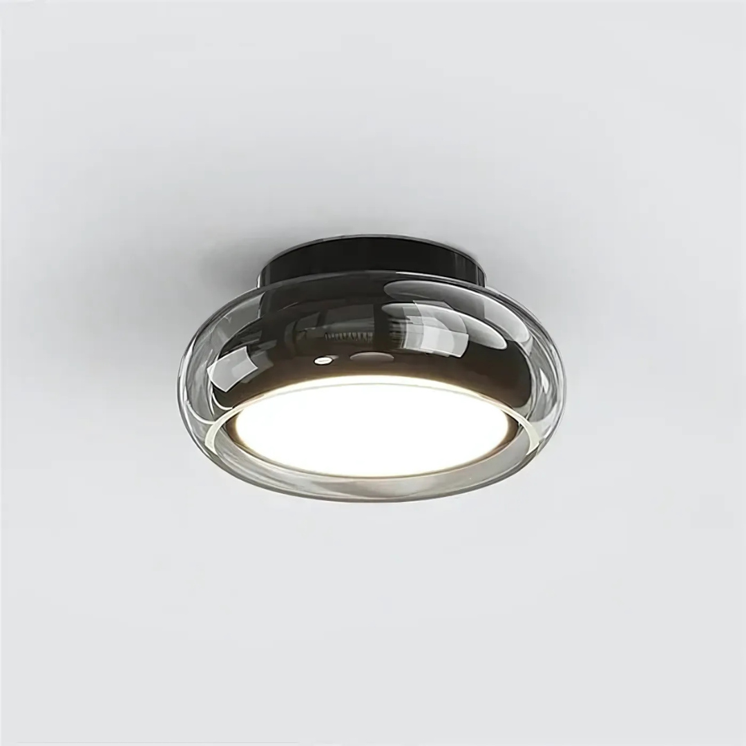 Amber Glass LED Ceiling Light 24W Retro Modern Style For Living Room And Hallway | Temsk