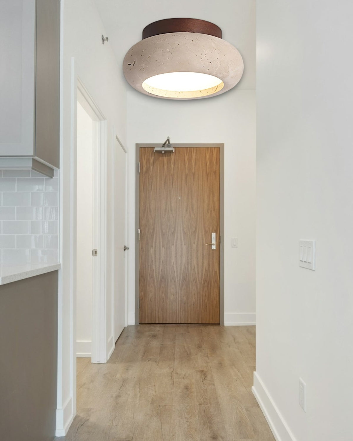 Acrylic Ceiling Lamp In Walnut Beige Tones For Living Room, Bedroom, Hallway | Temsk