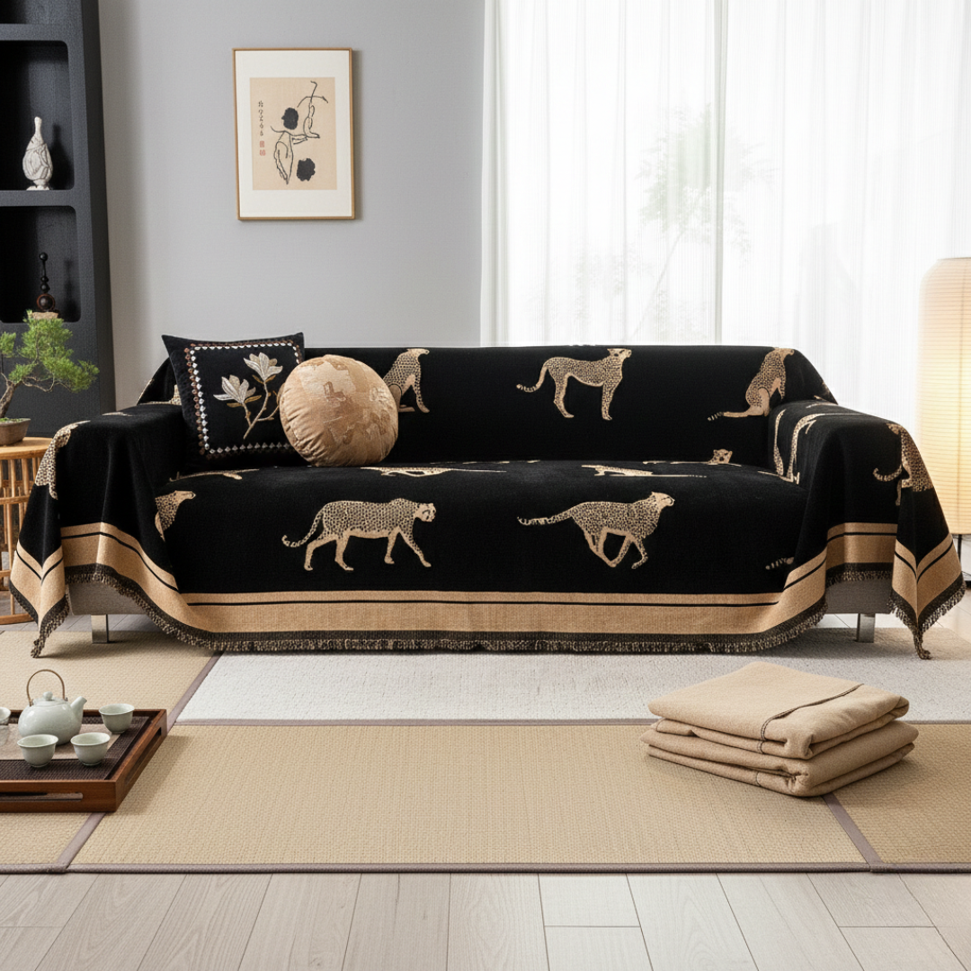 Potah na pohovku se vzorem inspirovaným safari a designem geparda pro domácí mazlíčky | Temsk