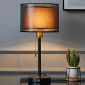 Lumis Tischlampe mit doppellamelligem Stoffschirm im modernen Vintage-Stil | Temsk