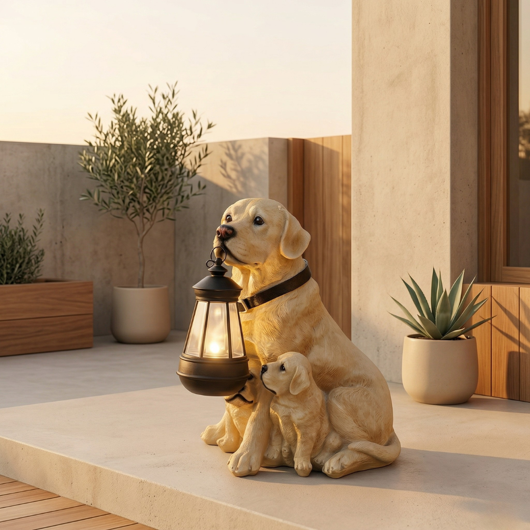 Solar Puppy Garden Ornament for Outdoor Patio and Garden Decor | Temsk
