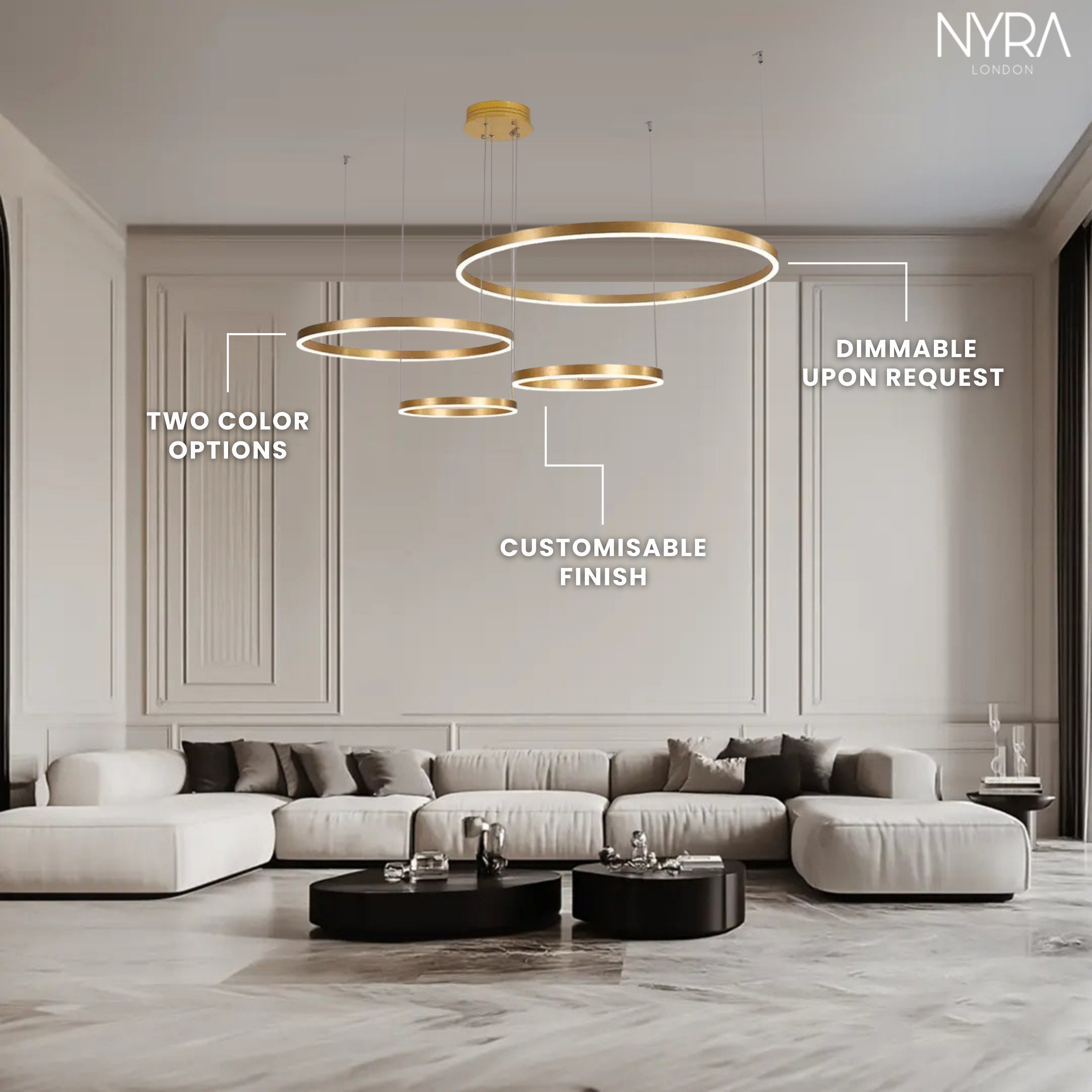 Solara Ring Lamp With Premium Aluminum And Acrylic Construction 12500 Lumens | Temsk