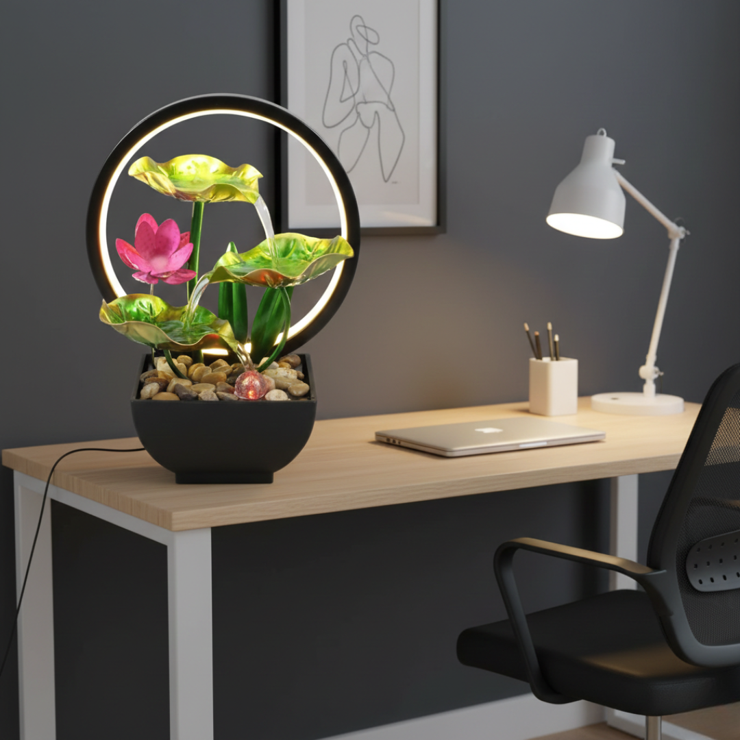 LED Tabletop Water Fountain For Home Or Office Decor | Temsk