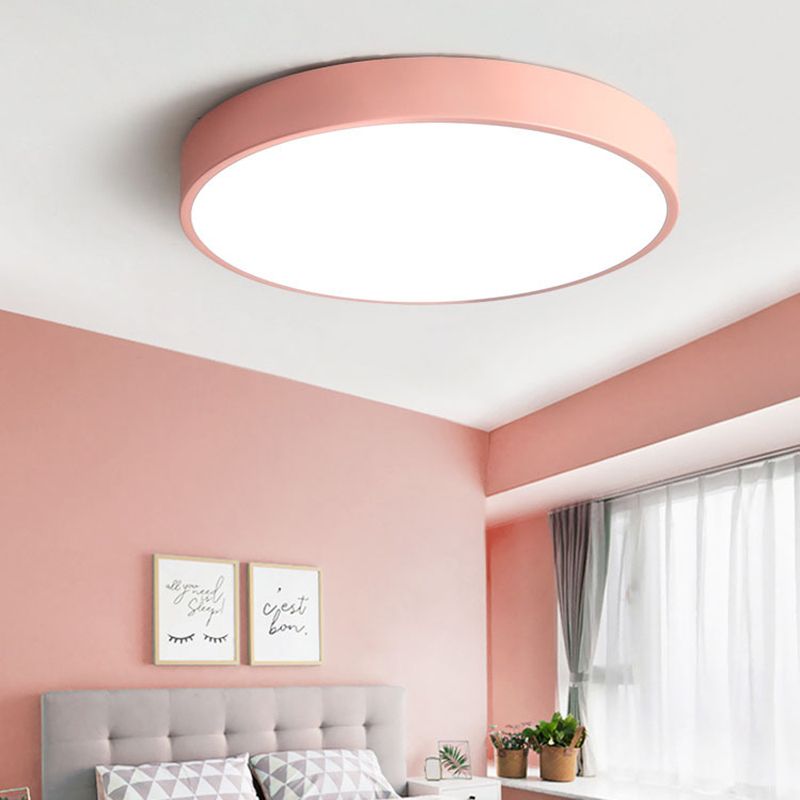 Nova růžové a šedé kulaté stropní svítidlo do obývacího pokoje s LED | Temsk