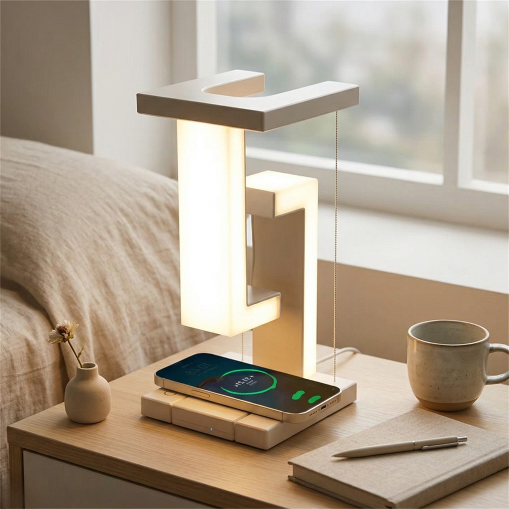 Floating Desk Lamp With Built-In Wireless Charging | Temsk