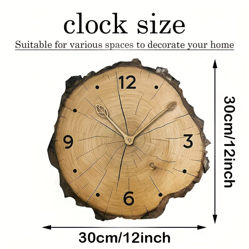 Holzscheiben-Uhr mit natürlichem Baumstamm-Look für rustikale Wohnkultur | Temsk