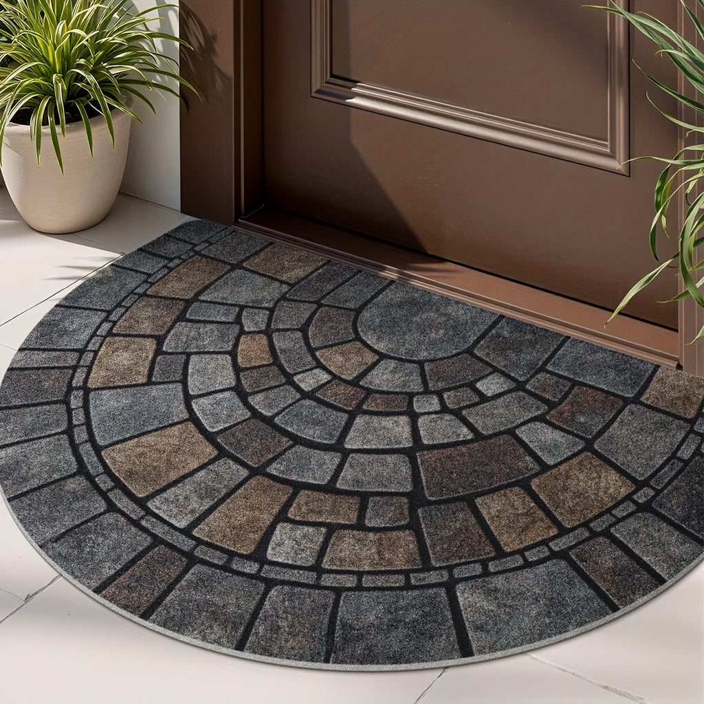 Semi-Circular Mosaic Entry Mat For Indoor And Outdoor Use | Temsk