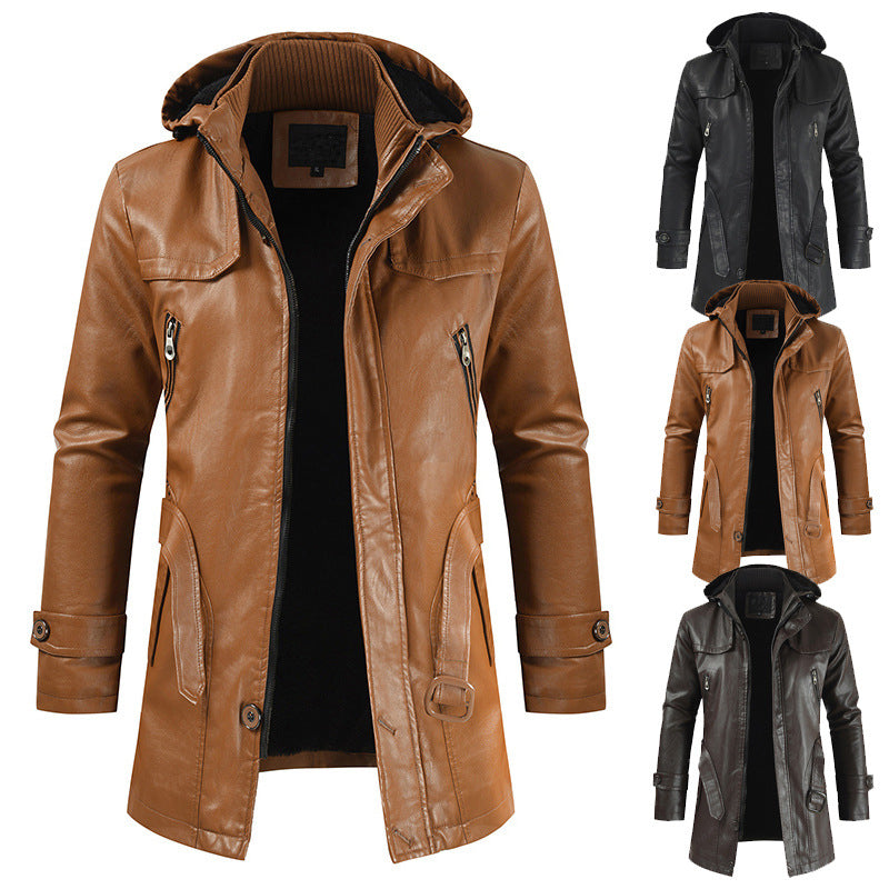 Arcadia Leather Jacket For Winter With Double Collar And Zipper | Temsk