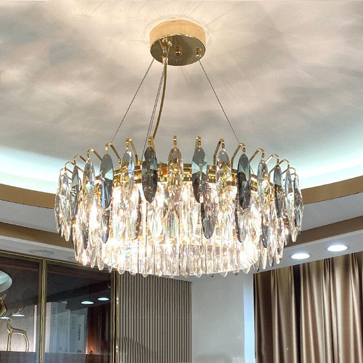 Aventis Crystal Chandelier in Bronze Finish for Hallways and Living Rooms | Temsk