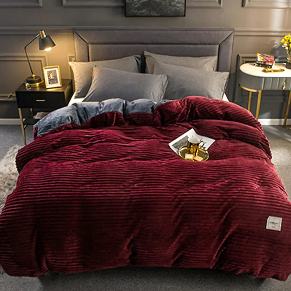 Winter Plush Duvet Cover Set With Bedspread Look Design | Temsk