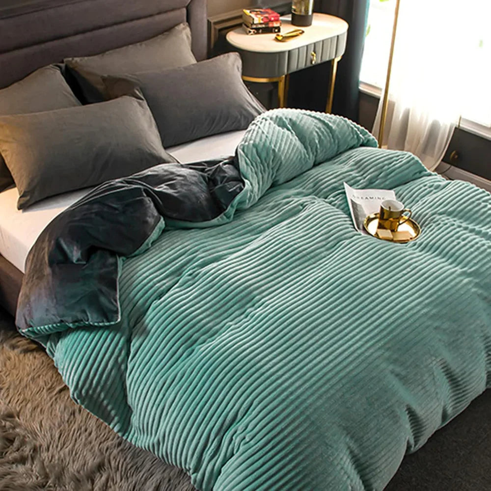 Winter Plush Duvet Cover Set With Bedspread Look Design | Temsk