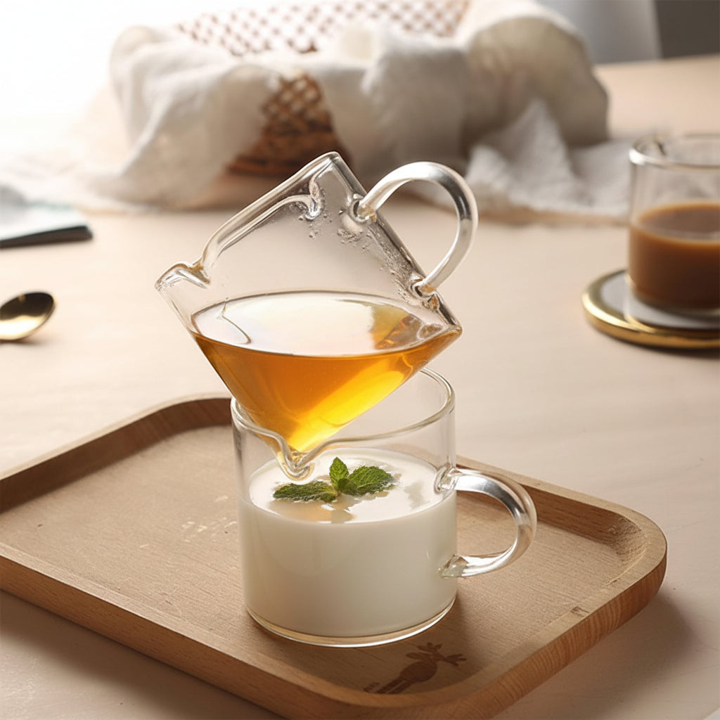 Glass Measuring Cup For Espresso With Dual Spout, 4 Oz Pitcher | Temsk