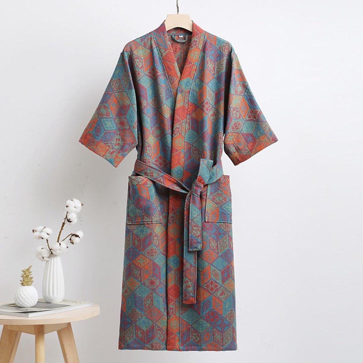 KomiLeaf Reversible Organic Cotton Kimono Bathrobe For Breathable Comfort | Temsk