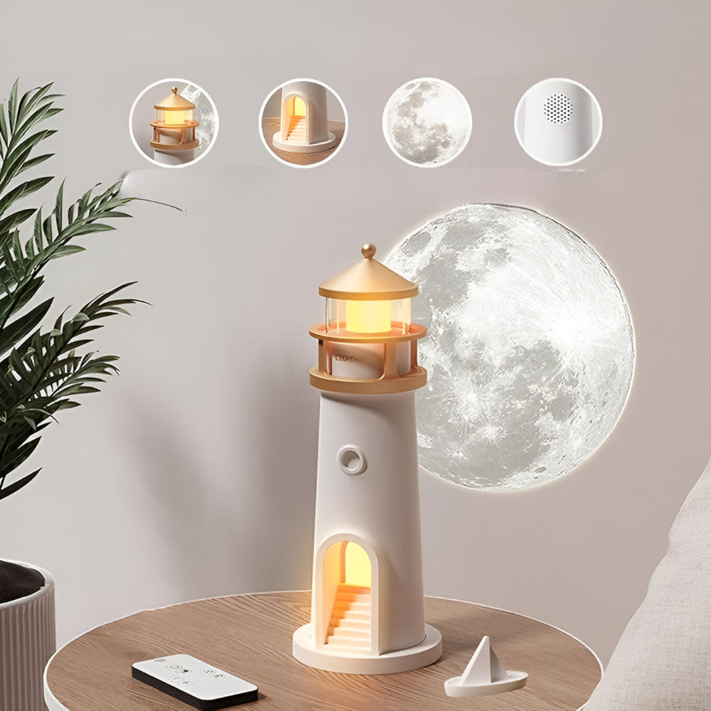 LED Lighthouse Night Light With Projection For Bedroom Decor | Temsk