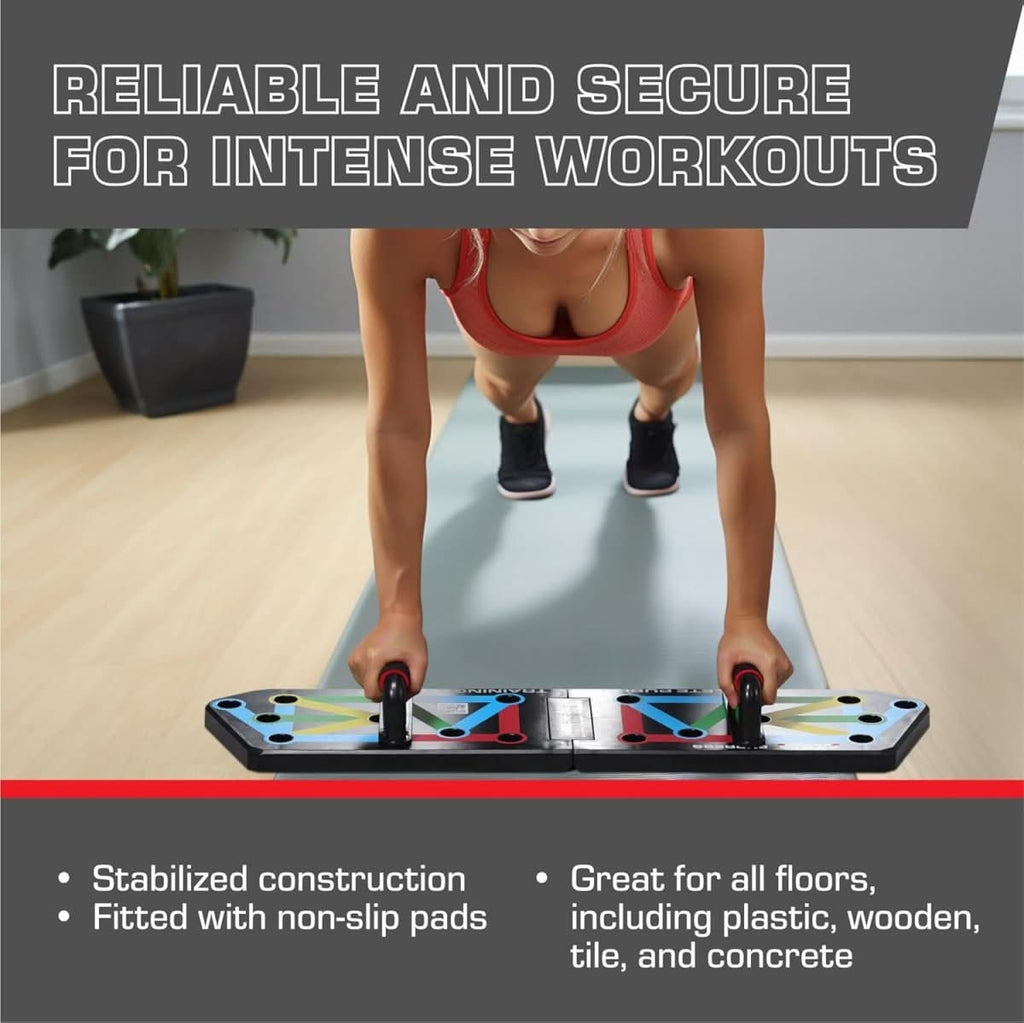 PulseFlex Foldable Push Up Board With 30 Positions For Targeted Muscle Training | Temsk