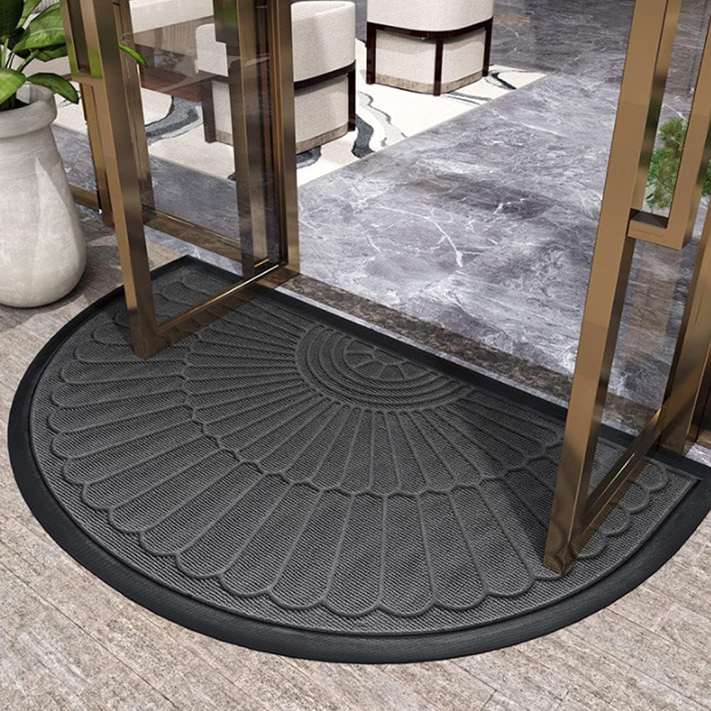 Non Slip Rubber Entryway Mat For Indoor Or Outdoor Use Semi Circular Shape | Temsk