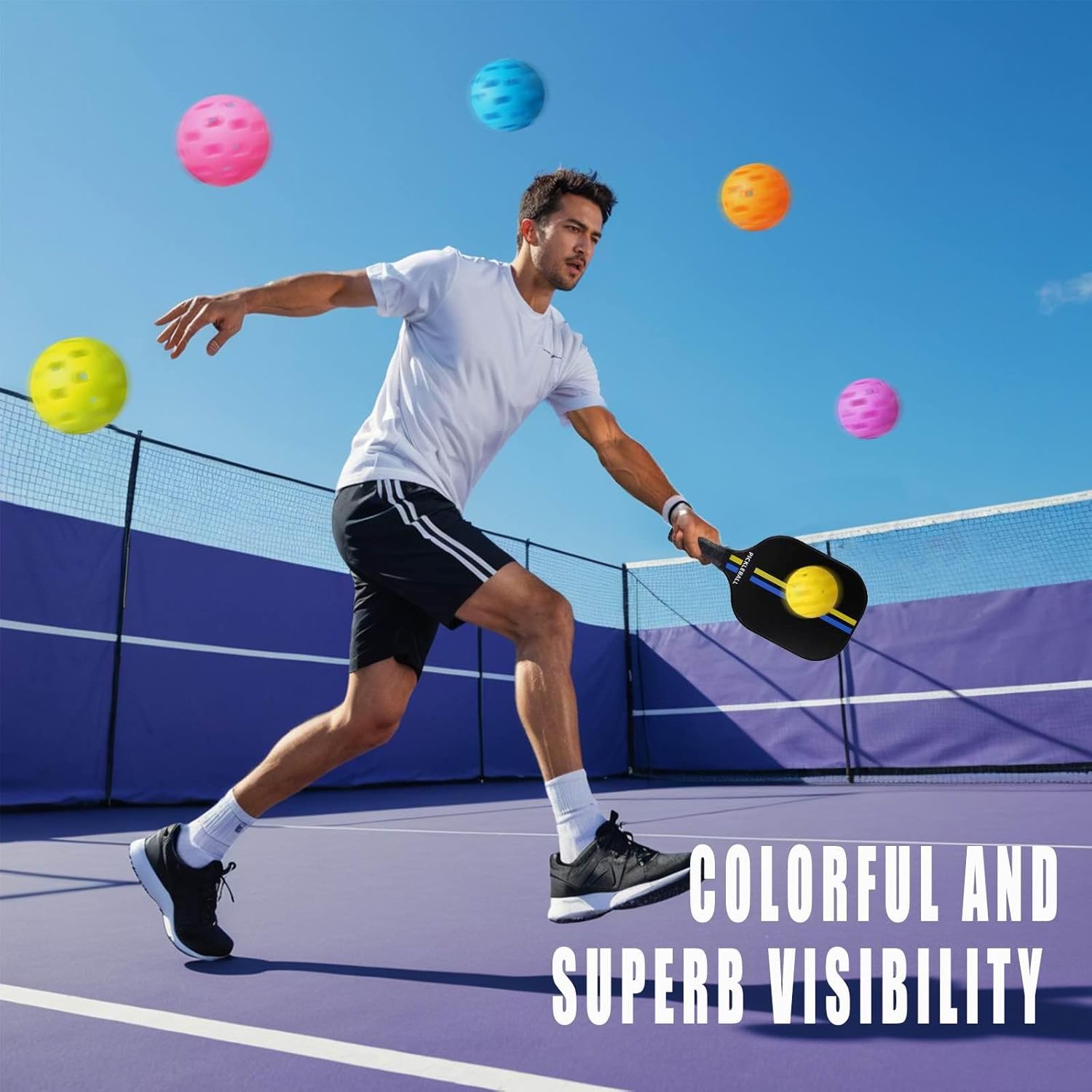 Durable Outdoor Pickleball Balls High Visibility 6 Pack Set | Temsk