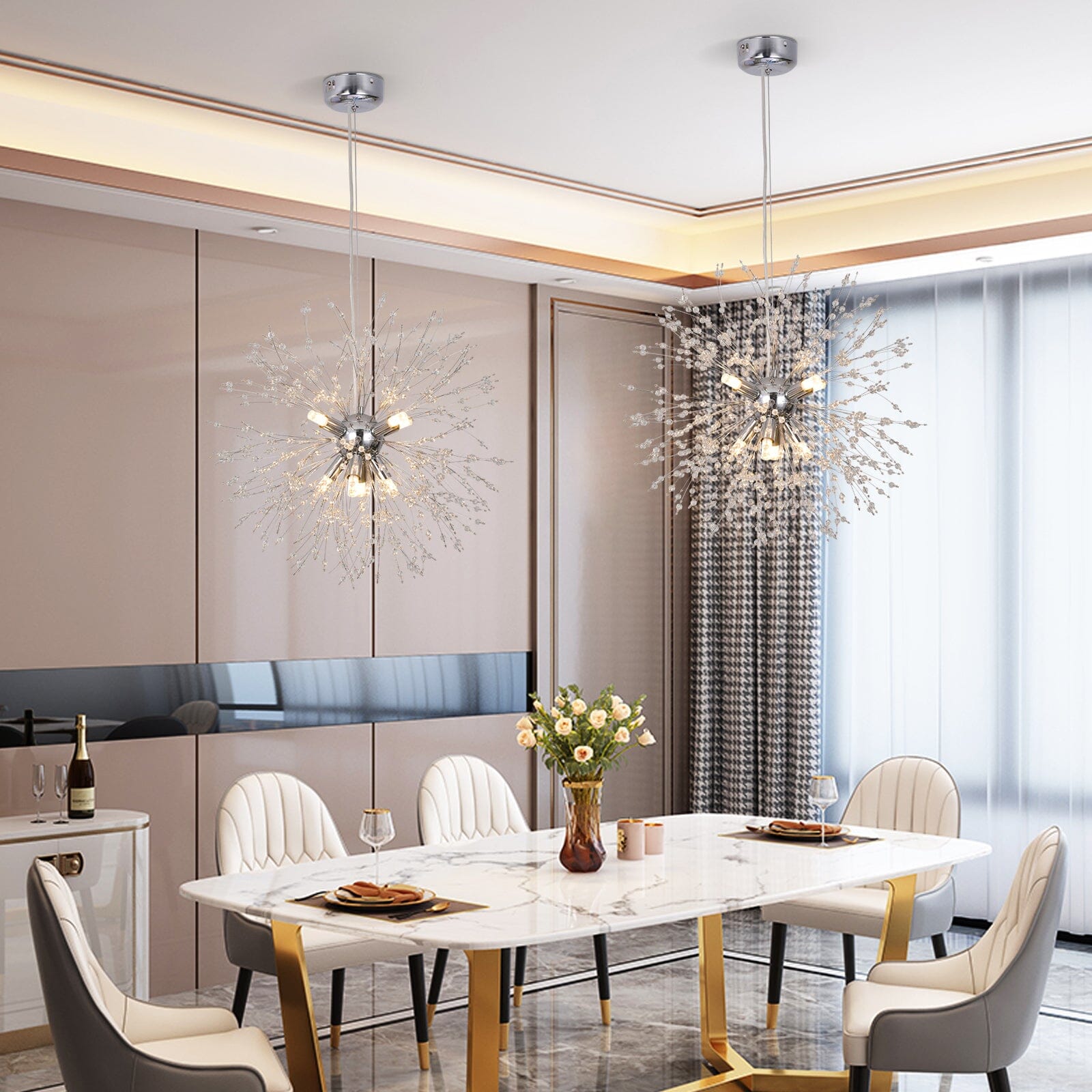 Dandelion Inspired Modern Pendant Light In Iron And Acrylic | Temsk