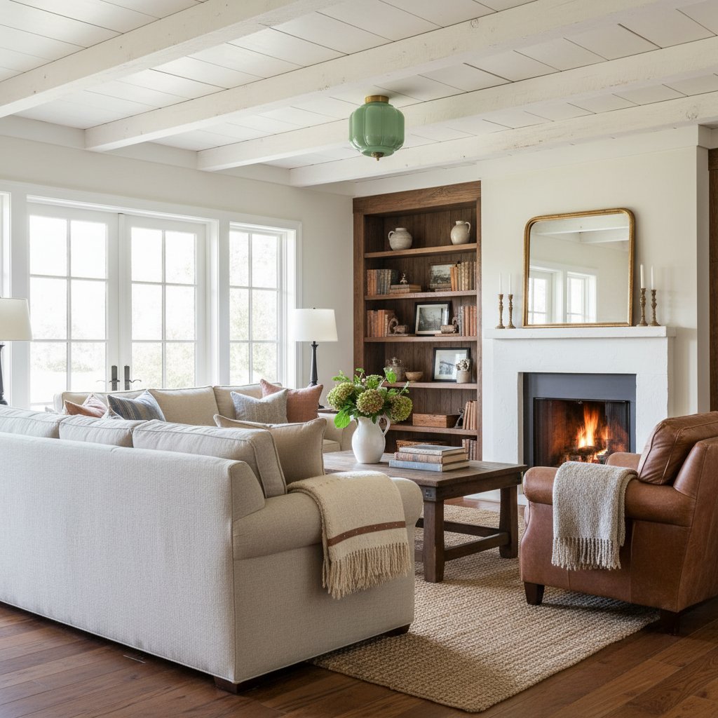 Milk Glass Ceiling Light With Glass Shade, Modern Flush Mount, Scandinavian Style | Temsk