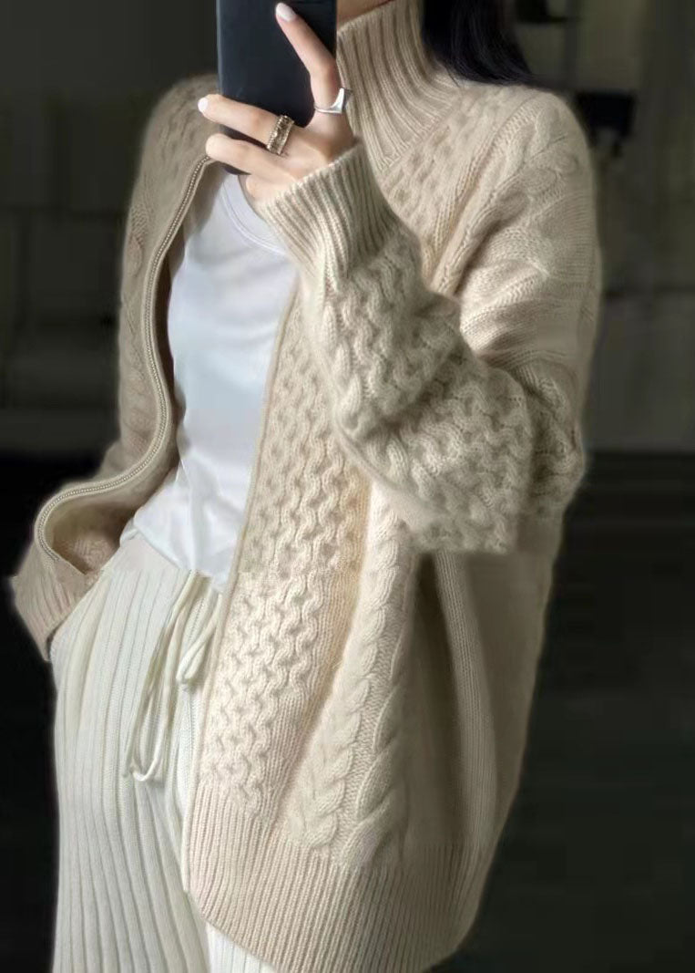 Aurelia Cashmere Cardigan With High Neck For Year Round Comfort | Temsk