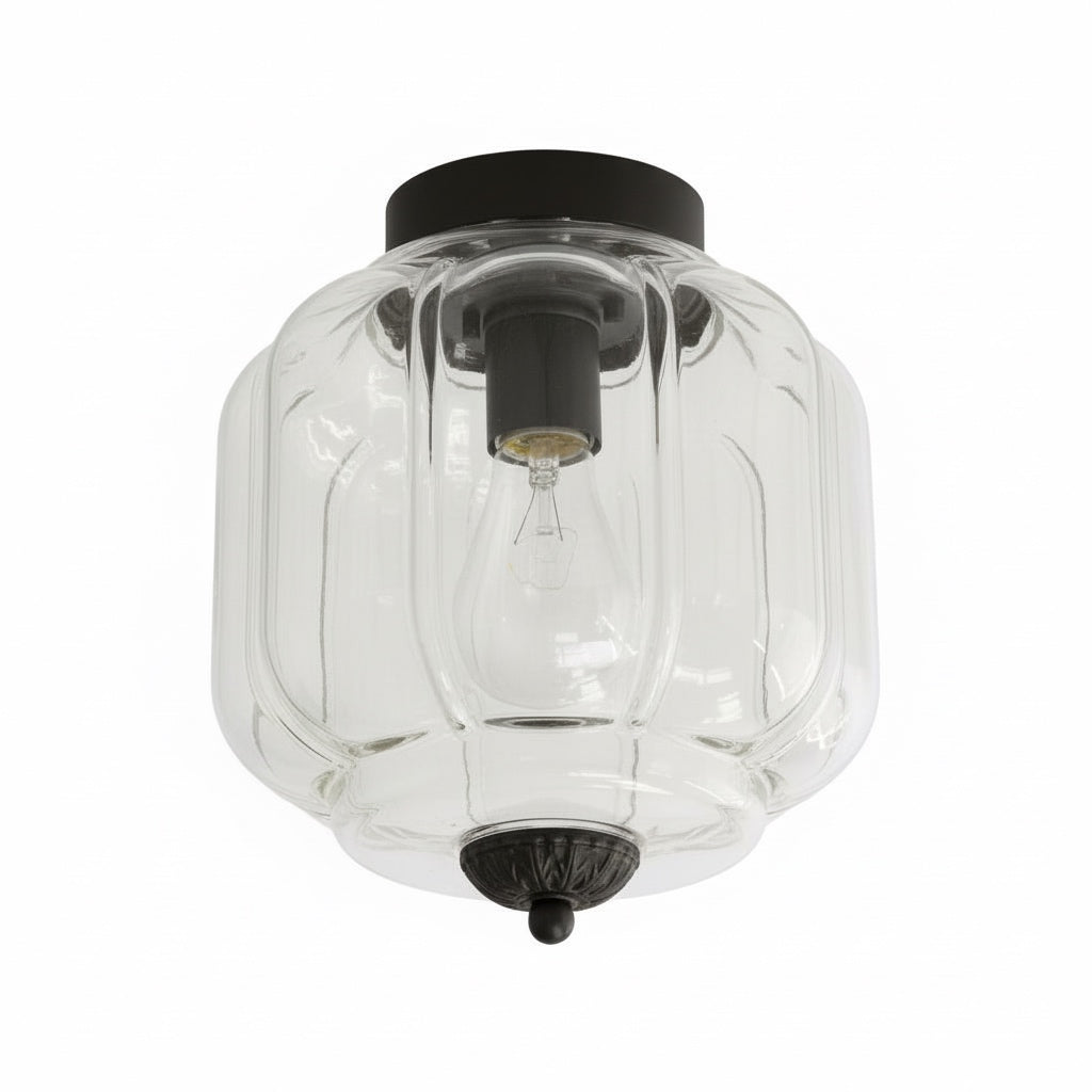 Milk Glass Ceiling Light With Glass Shade, Modern Flush Mount, Scandinavian Style | Temsk