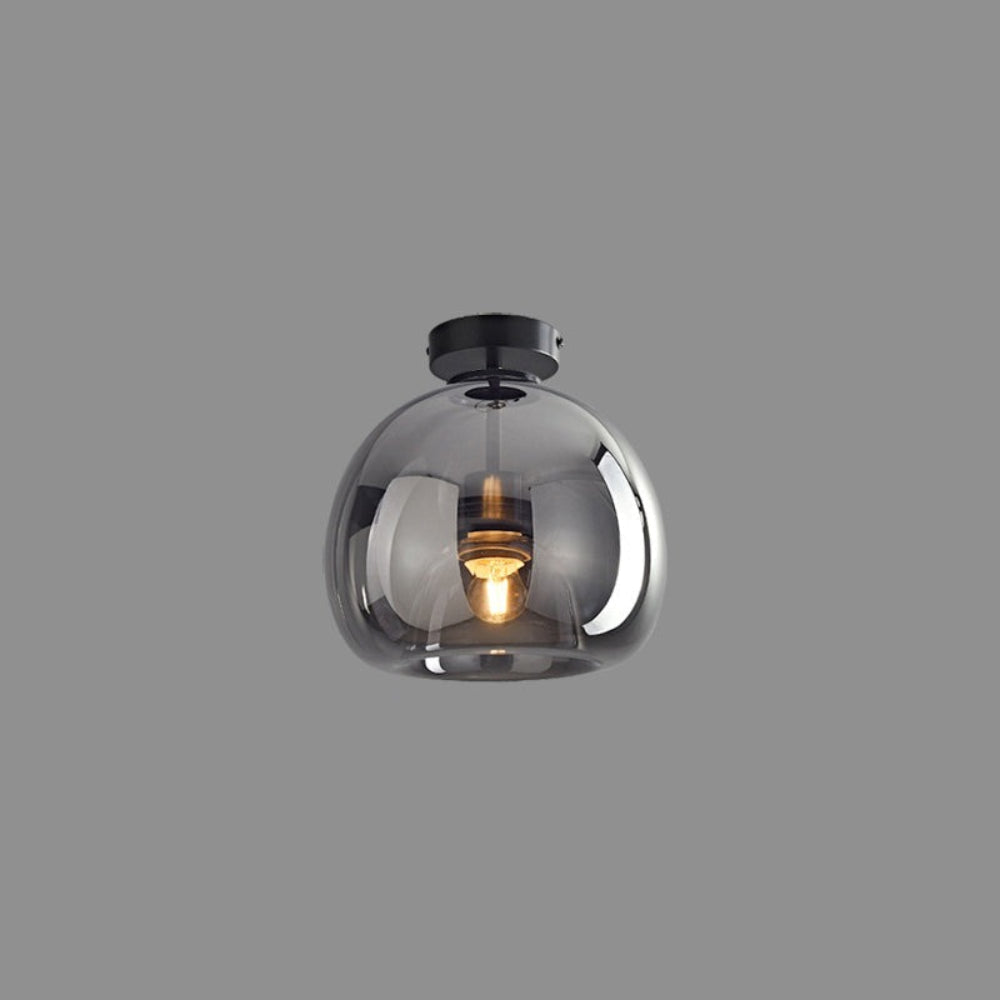 Retro bernsteinfarbene Glas-Pendelleuchte mit Blasenglas-Schirm | Temsk