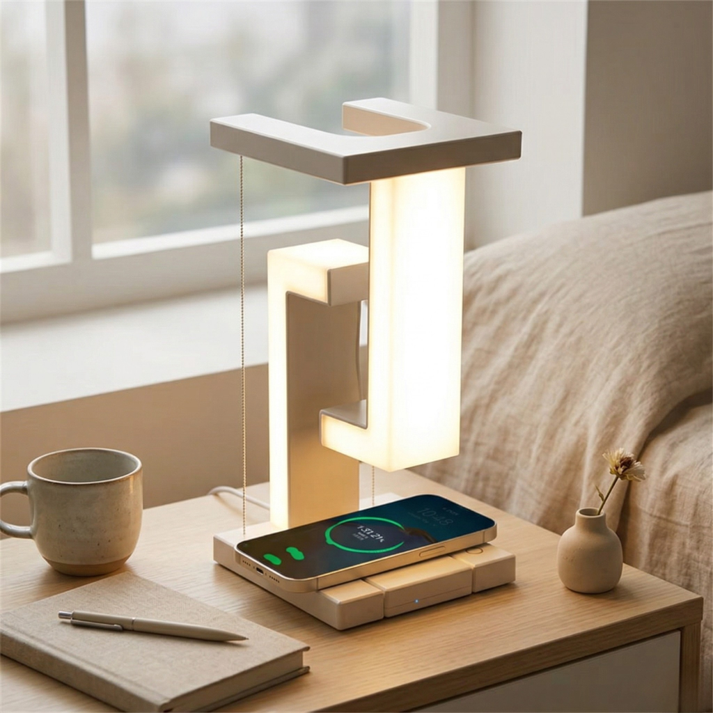 Floating Desk Lamp With Built-In Wireless Charging | Temsk