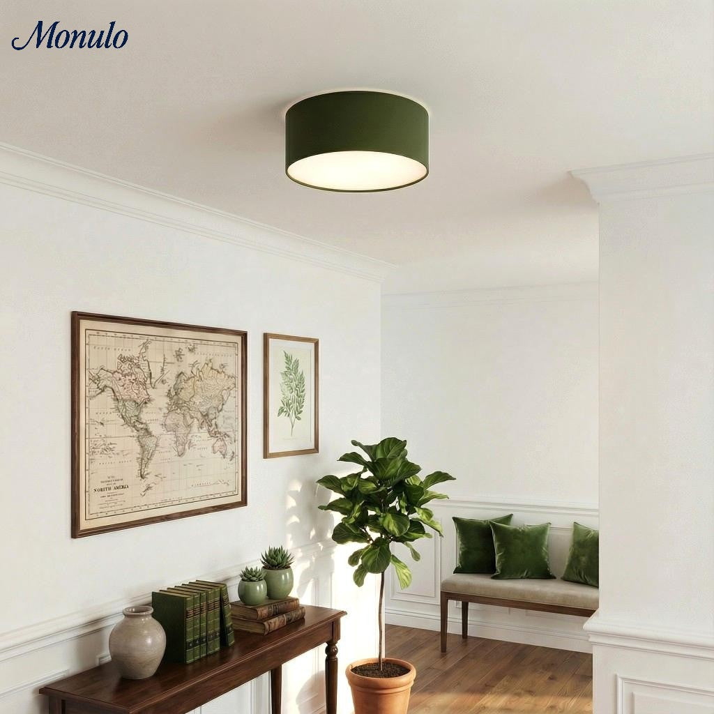 Linen Shade Drum Ceiling Light, Diameter 30/45 Cm, Scandinavian Modern Living Room Lamp | Temsk