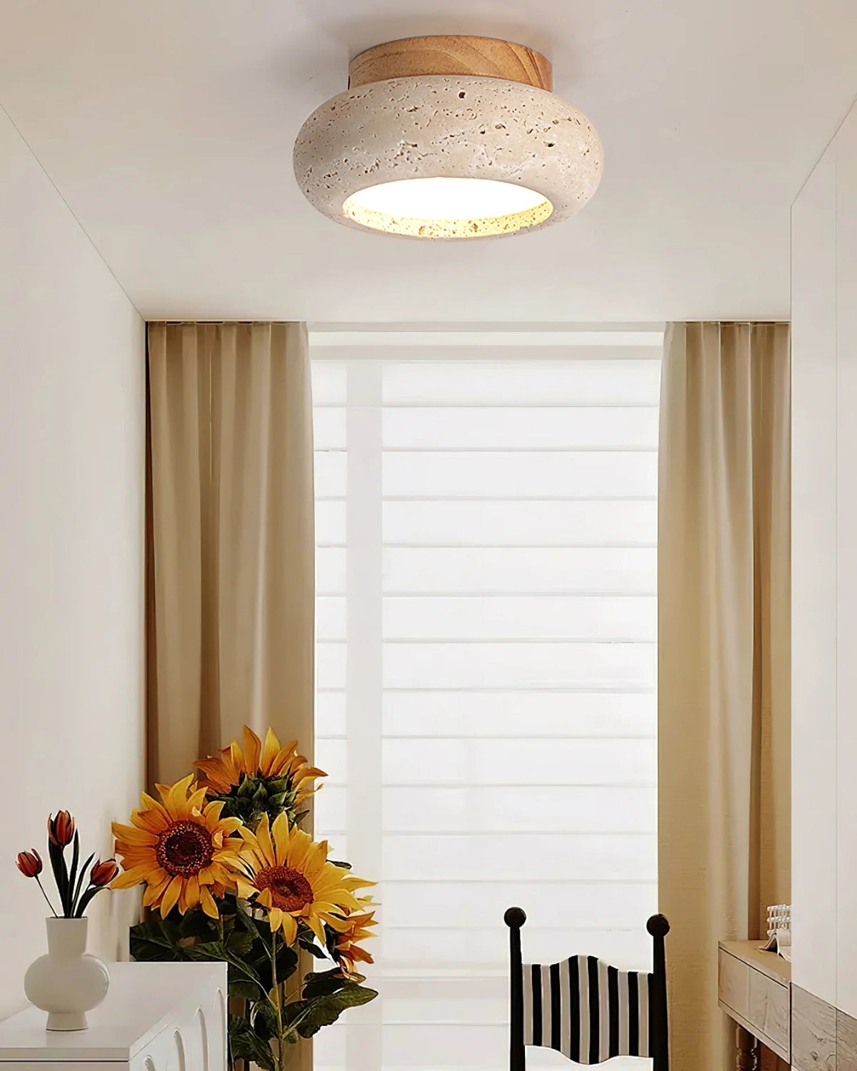Acrylic Ceiling Lamp In Walnut Beige Tones For Living Room, Bedroom, Hallway | Temsk