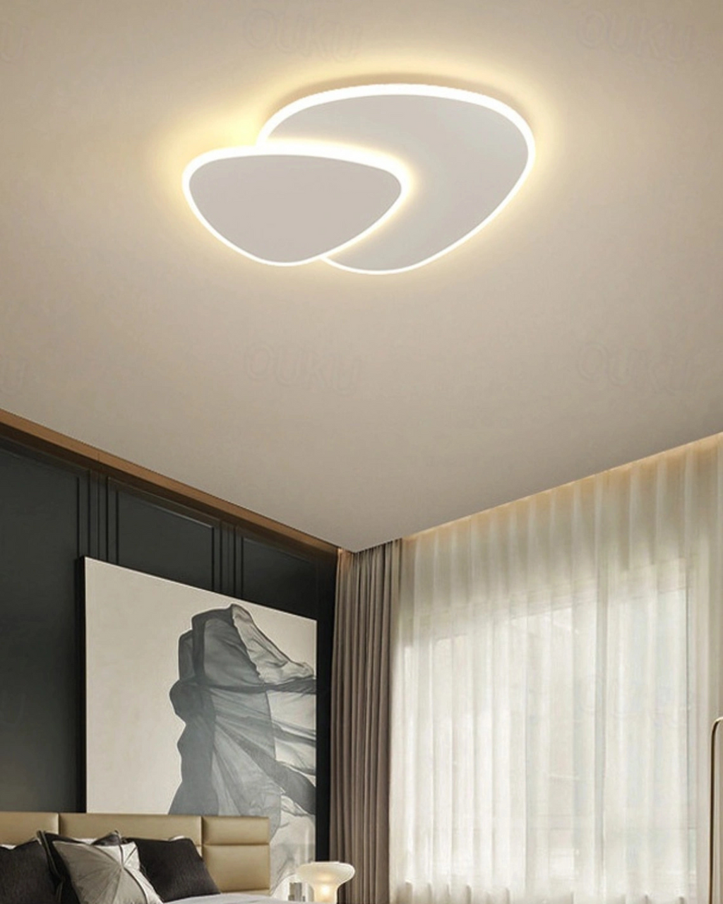 Asymmetrical Ceiling Light With LED Warm Glow For Modern Living Spaces | Temsk