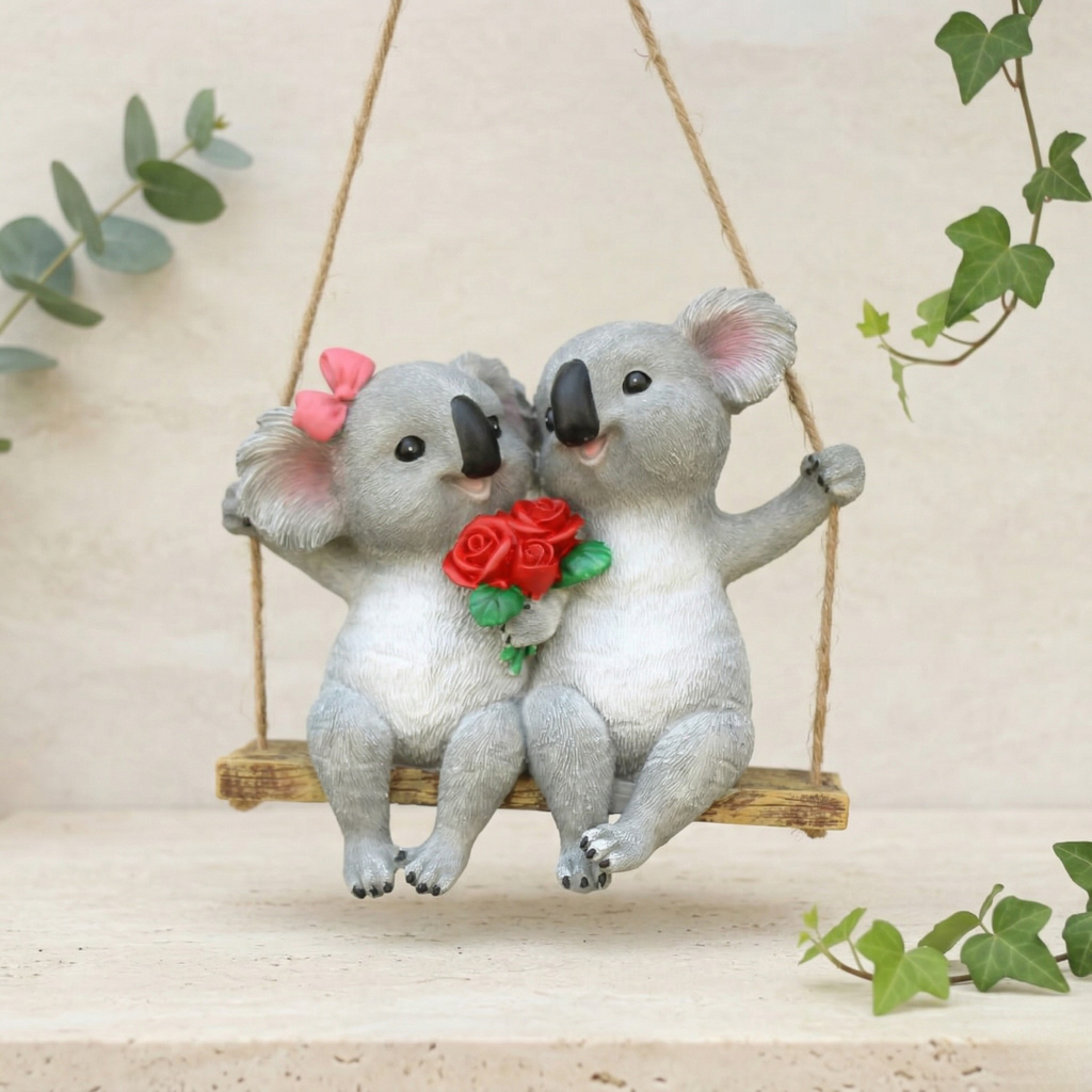 Koala Garden Swing Figurine for Enchanted Outdoor Decor | Temsk