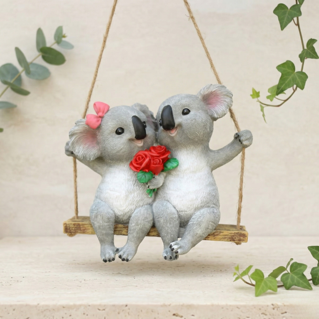 Koala Garden Swing Figurine for Enchanted Outdoor Decor | Temsk