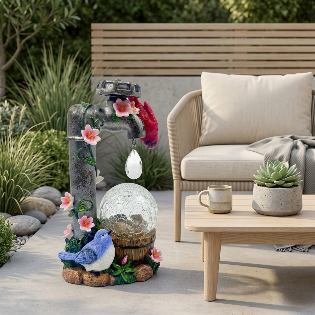 Elegant Solar Cardinal Garden Statue For Outdoor Decor | Temsk