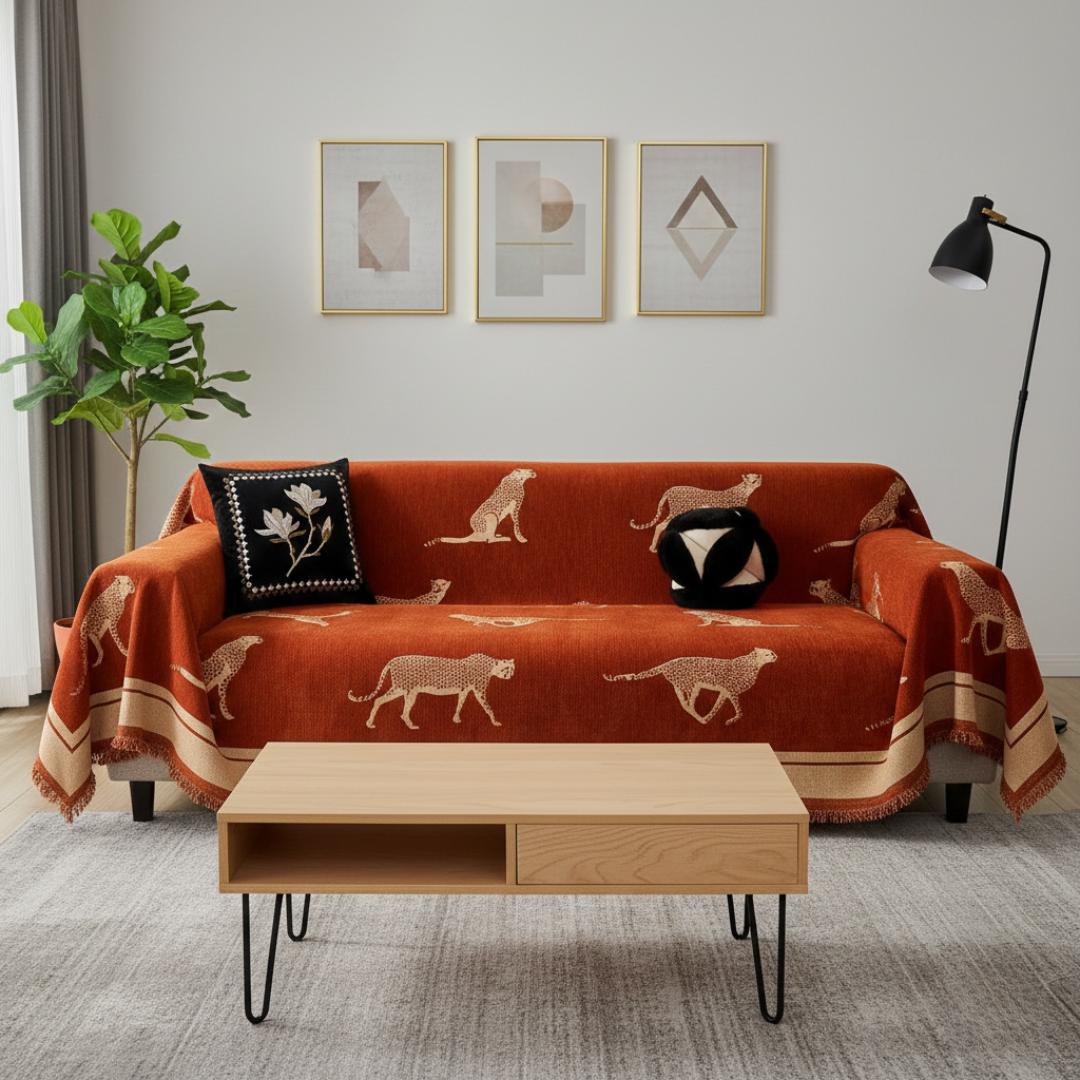 Potah na pohovku se vzorem inspirovaným safari a designem geparda pro domácí mazlíčky | Temsk