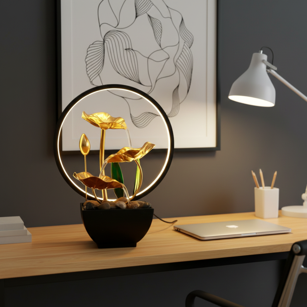 LED Tabletop Water Fountain For Home Or Office Decor | Temsk
