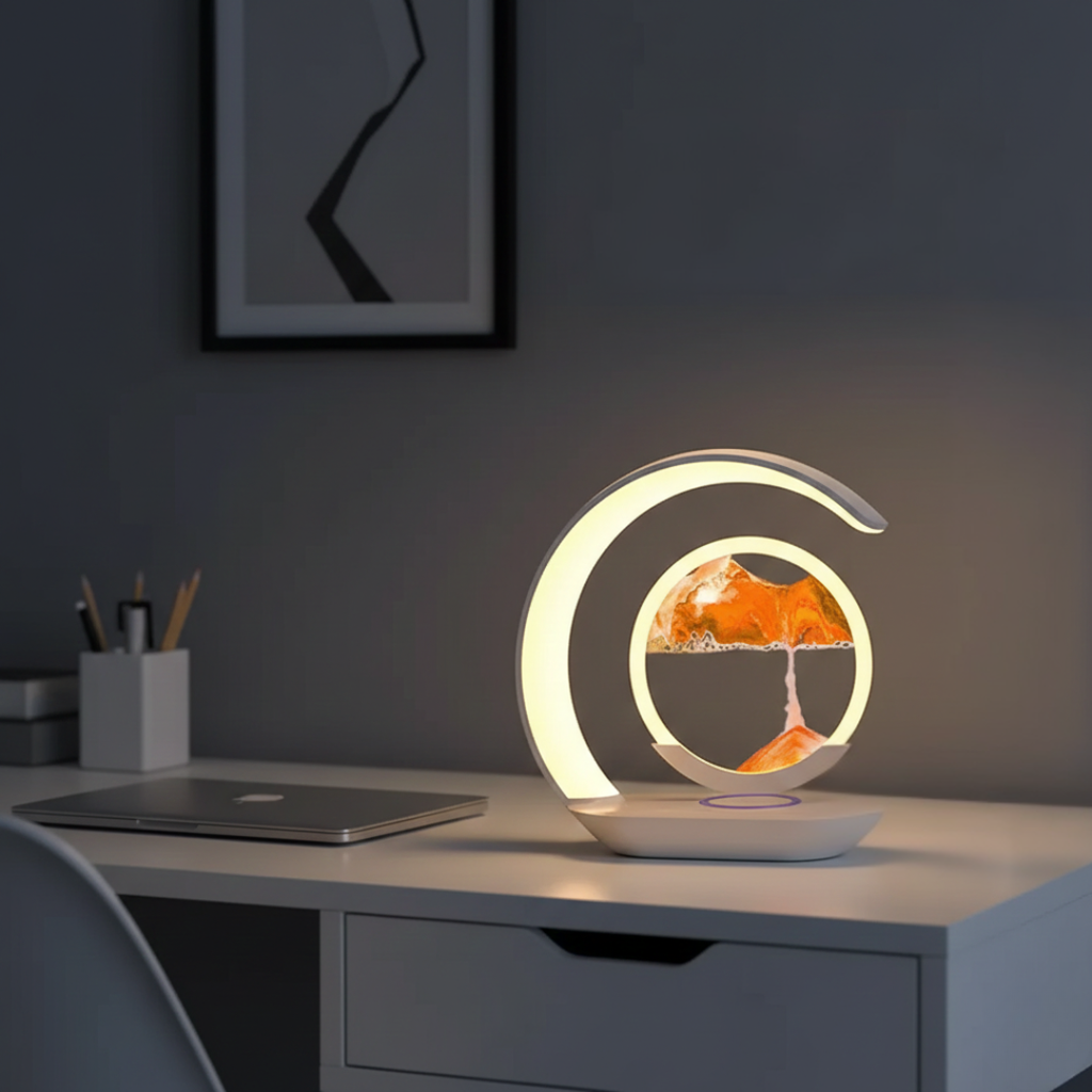 Lampada da tavolo a clessidra LED con ricarica wireless | Temsk