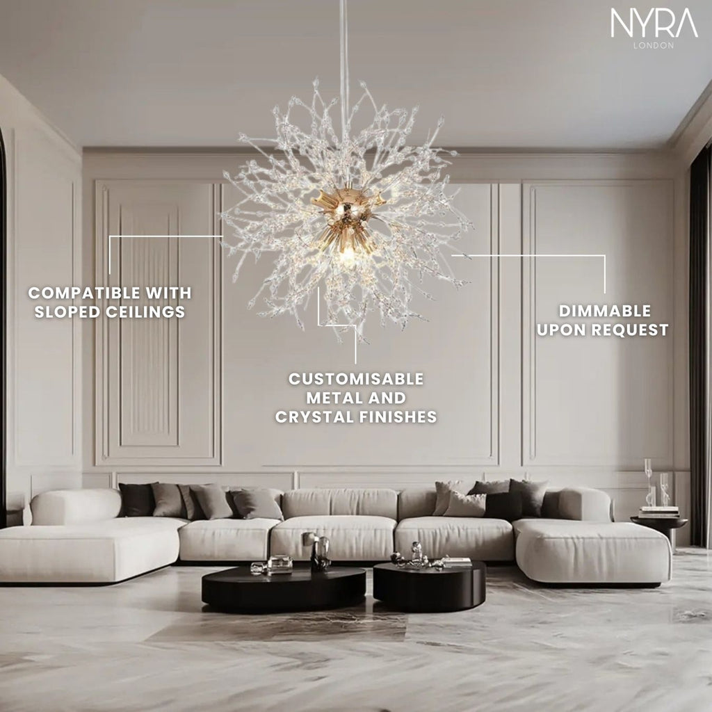 Dandelion Inspired Modern Pendant Light In Iron And Acrylic | Temsk